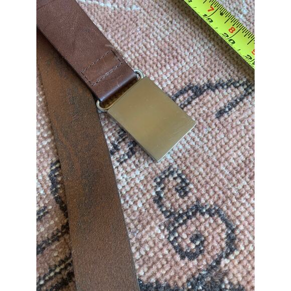 Men's Banana Republic dark brown leather belt silver rectangle buckle Medium - Picture 6 of 8